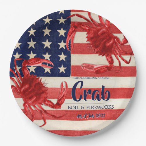 Vintage 4th of July Crab Boil Summer Party Paper Plates
