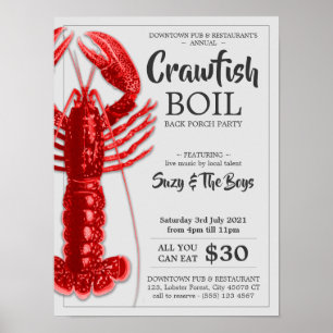 Vintage 4th of July Crawfish Boil Party Restaurant Poster