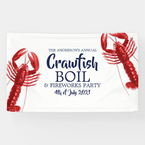 Vintage 4th of July Crawfish Boil Summer Party Banner