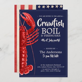 Vintage 4th Of July Crawfish Boil Summer Party Invitation by PerpetuallyPerplexed at Zazzle