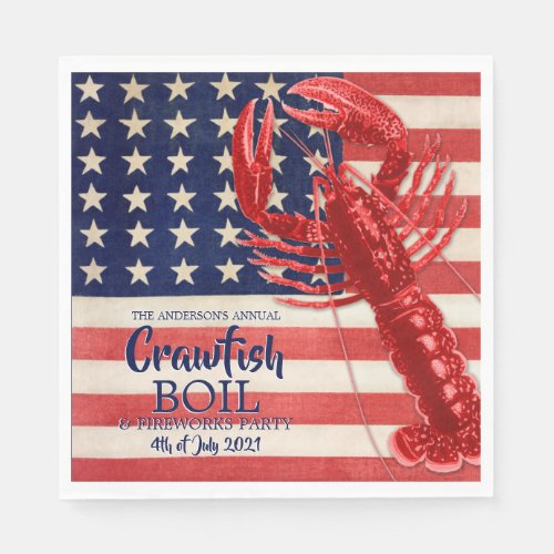Vintage 4th of July Crawfish Boil Summer Party Napkins