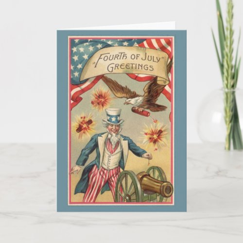 Vintage 4th of July Fireworks with Uncle Sam Card