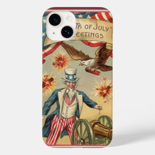 Vintage 4th of July Fireworks with Uncle Sam Case_Mate iPhone 14 Case