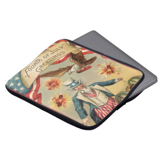 Vintage 4th of July Fireworks with Uncle Sam Laptop Sleeve