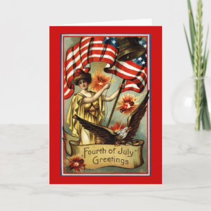 Vintage 4th of July Greetings Blank Card
