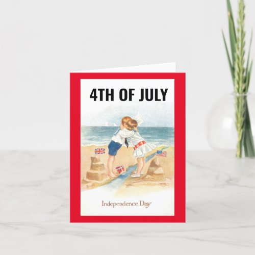 Vintage 4th Of July Hug Holiday Card