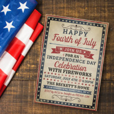 Vintage 4th Of July Independence Day Party Invitation at Zazzle