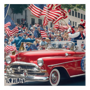 Vintage 4th of July Parade Red Classic Convertible Acrylic Print