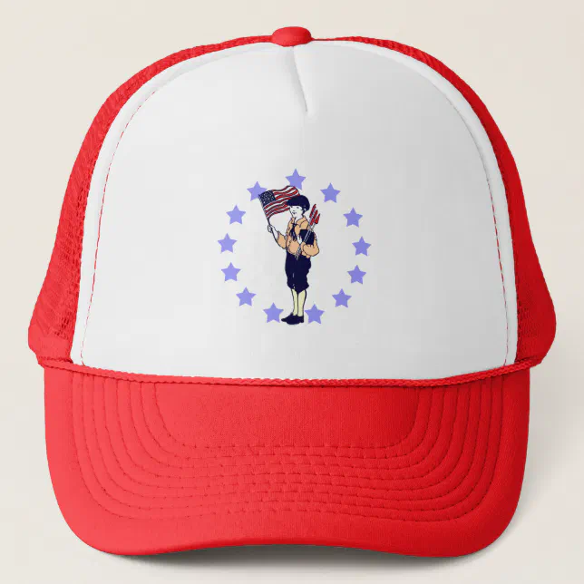 Vintage 4th of July Patriotic Art Trucker Hat | Zazzle