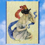 Vintage 4th of July Patriotic Masquerade Party Jigsaw Puzzle<br><div class="desc">Vintage illustration Victorian 4th of July holiday patriotism design featuring a Christy Girl wearing a mask and a party hat with gold stars and red,  white and blue patriotic ribbons or streamers. The elegant masked risque lady is dressed up for a fancy masquerade party. Artist: Howard Chandler Christy.</div>