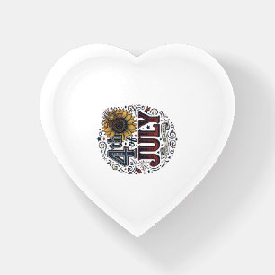 Vintage 4th of July Patriotic Sunflower Shirt Desi Paperweight