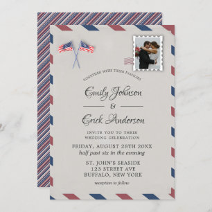 Vintage 4th Of July Photo Wedding Invitation