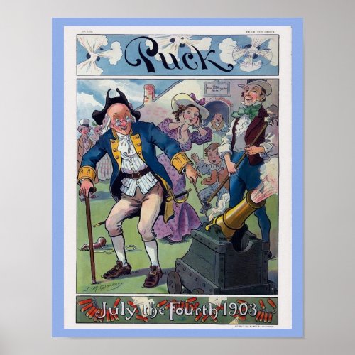 Vintage 4th of July Puck Magazine 1903 Cover Image Poster