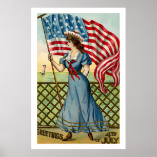 Vintage 4th Of July retro Poster