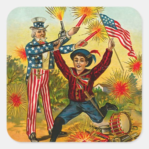 Vintage 4th of July Square Sticker