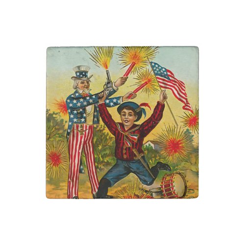 Vintage 4th of July Stone Magnet