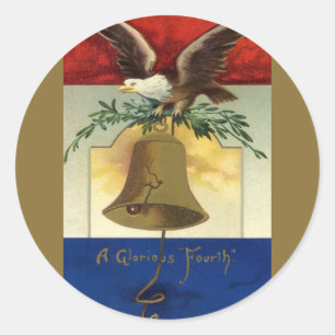 Vintage 4th of July with Eagle and Liberty Bell Classic Round Sticker