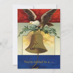 Vintage 4th of July with Eagle and Liberty Bell Invitation