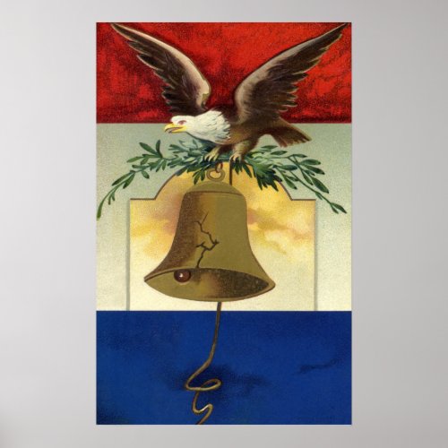 Vintage 4th of July with Eagle and Liberty Bell Poster