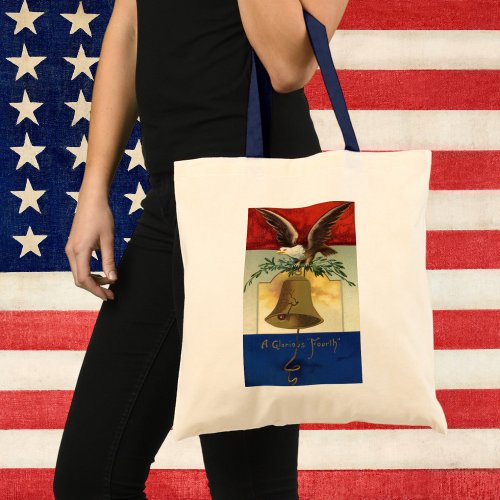 Vintage 4th of July with Eagle and Liberty Bell Tote Bag