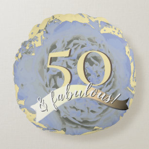 Vintage 50 and Fabulous Birthday! Round Pillow