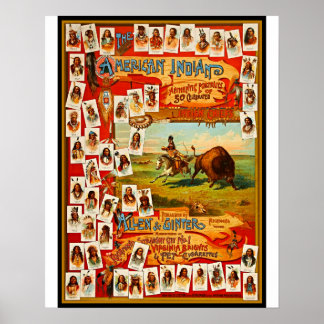 Vintage 50 Famous Native American Indian Chiefs Poster