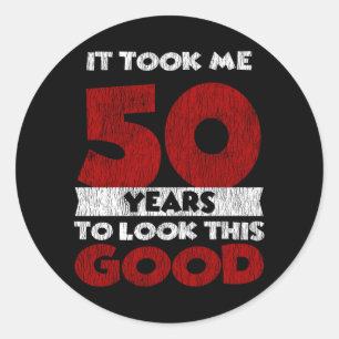 Vintage 50 Years Old Funny 50th Birthday Gift Classic Round Sticker