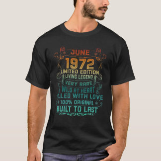 Vintage 50 Years Old June 1972 50Th Birthday Gift T-Shirt