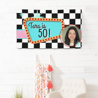 Vintage 50s 1950's Diner Sock Hop Birthday Photo Banner