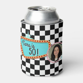 Vintage 50s 1950's Diner Sock Hop Birthday Photo Can Cooler