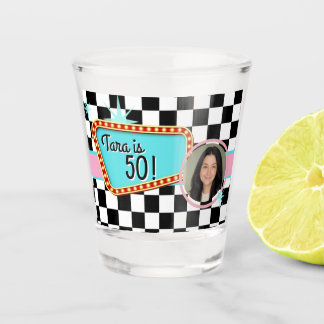 Vintage 50s 1950's Diner Sock Hop Birthday Photo Shot Glass