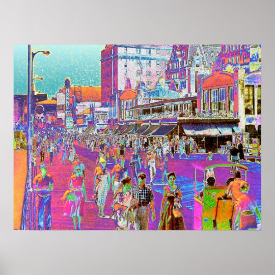 Vintage 50s Atlantic City Boardwalk Retro Popart Poster Zazzle Com
