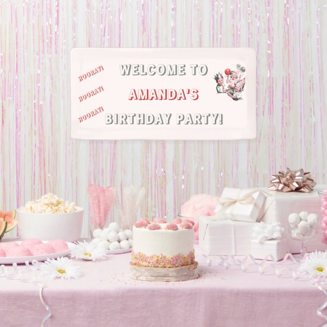Vintage 50s Children's Birthday Hooray Welcome Banner (Party)