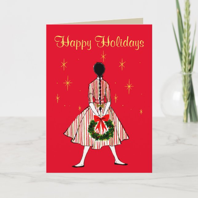 Vintage 50s Christmas Girl Card (Front)