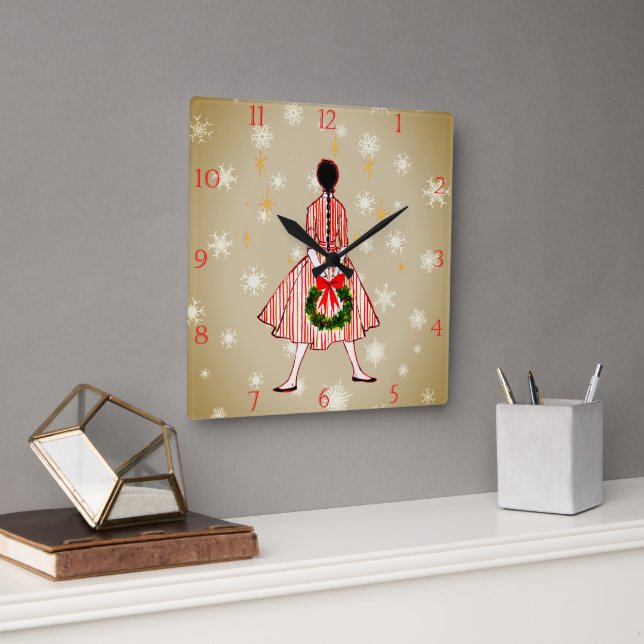 Vintage 50s Christmas Girl Clock (Office)