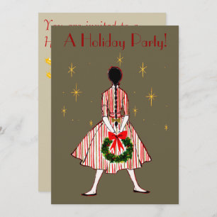 Vintage 50s Christmas Girl Holiday Invitation