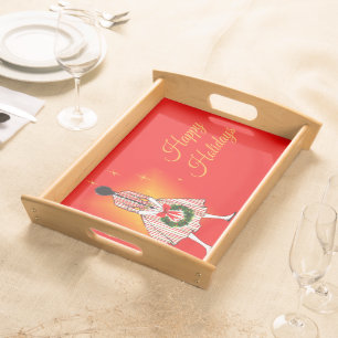 Vintage 50s Christmas Girl Serving Tray