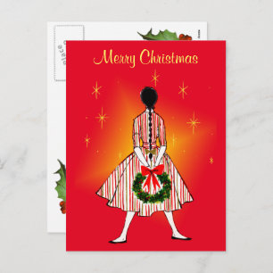 Vintage 50s Christmas Girl Vintage Postcard