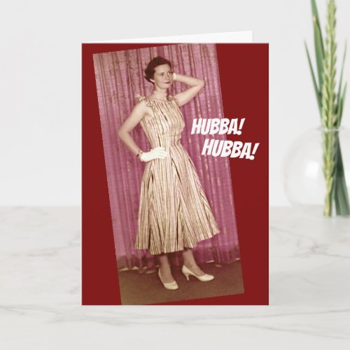 Vintage 50s Lady Showing Off Her Stuff Card
