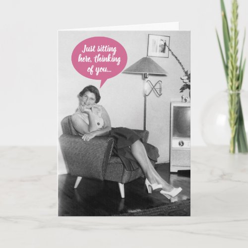 Vintage 50s Lady Thinking of You _ Missing You Card