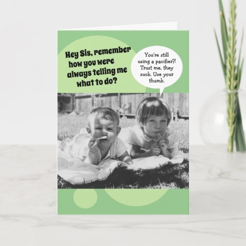 Vintage 50s Photo To Older Bossy Sibling Birthday Card