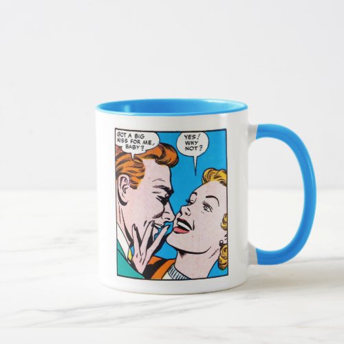 Vintage 50s Romantic Comics Panel Got A Big Kiss Mug