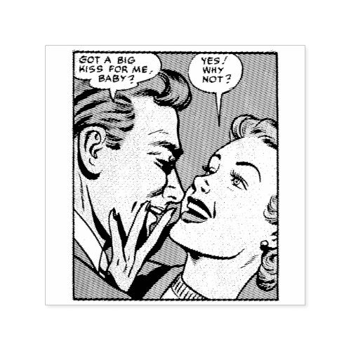 Vintage 50s Romantic Comics Panel Got A Big Kiss S Self_inking Stamp