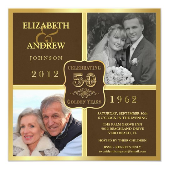vintage 50th anniversary fancy 2 photo invites zazzle com