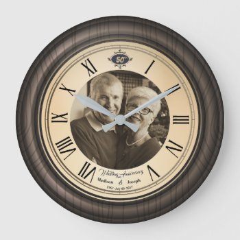 Vintage 50th Anniversary Roman Numerals Wall Clock by Pick_Up_Me at Zazzle