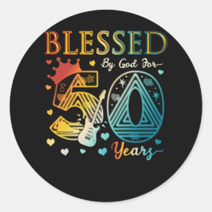 Vintage 50th Birthday Blessed By God For 50 Years Classic Round Sticker