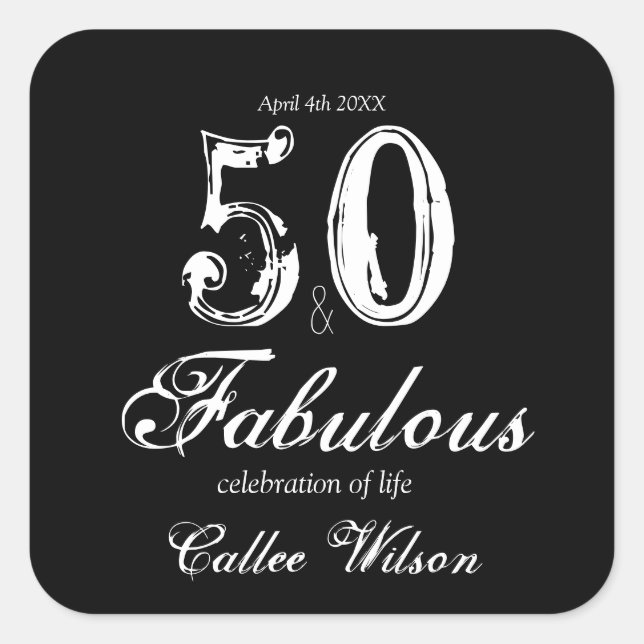 Vintage 50th Birthday Customizable Sticker (Front)