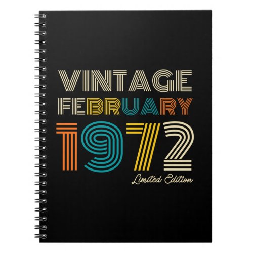 Vintage 50th Birthday February 1972 Notebook