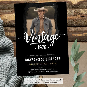 Vintage 50th Birthday Invitation