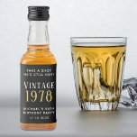 Vintage 50th Birthday Party Favor Black Liquor Bottle Label<br><div class="desc">This 50th birthday party favor is not just for the birthday honoree; it's for everyone to enjoy! The unique "Take a Shot, He's Still Hot" bottle label design adds a funny playful touch to the celebration, setting the mood for laughter, good times, and shared memories. Personalize "Take a Shot He's...</div>